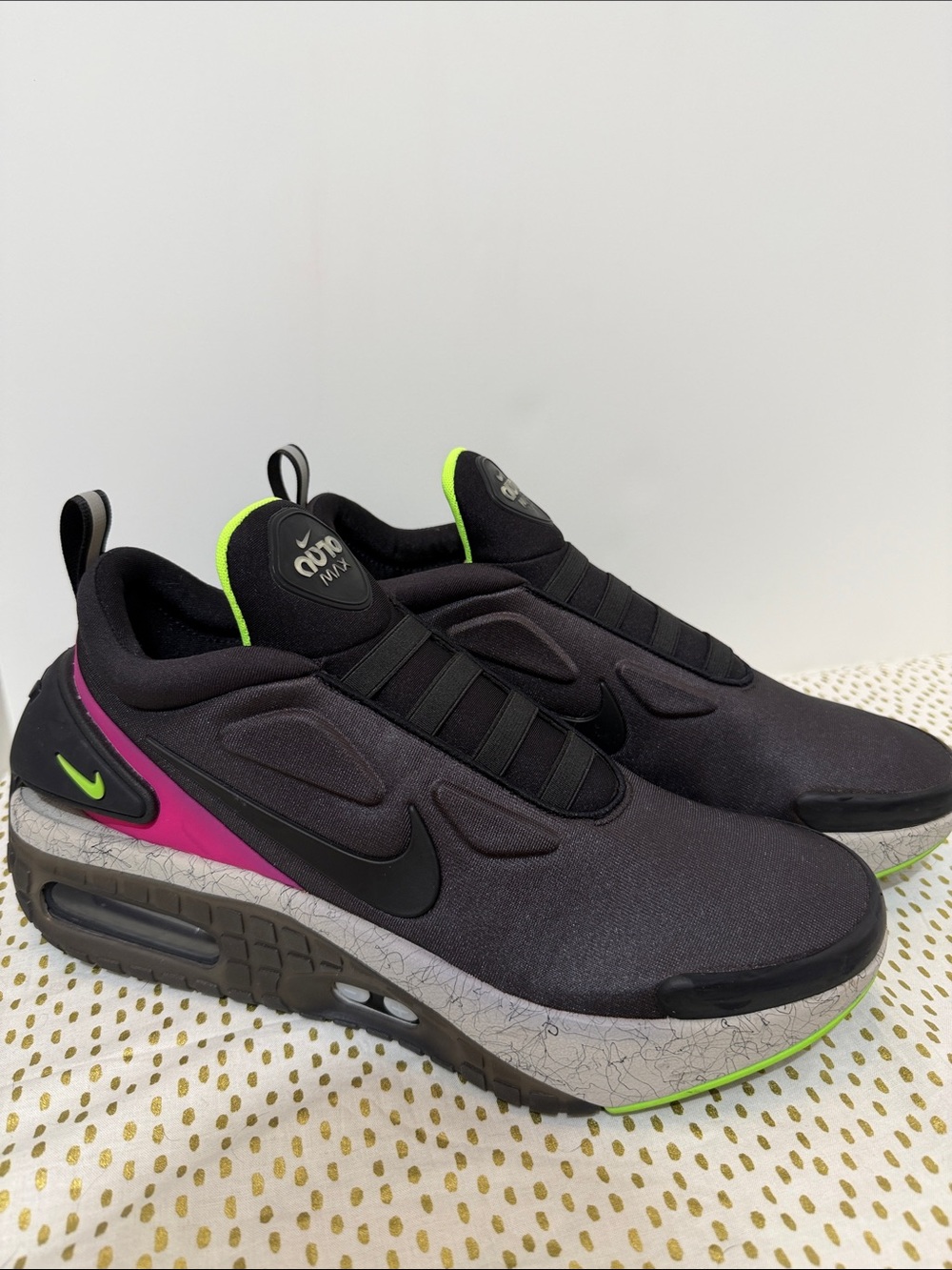 Nike Automax Max Slip-On Sneakers in Black with Neon Green & Pink